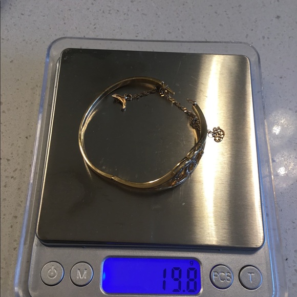 18k yellow gold bangles and real diamonds - Picture 2 of 6